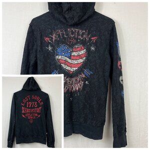 Affliction Reversible Lace Hoodie Full Zip Women S Metal Y2K Lost Souls American